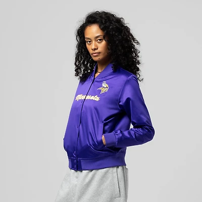 Women's Mitchell & Ness  Purple Minnesota Vikings Full-Snap Satin Jacket
