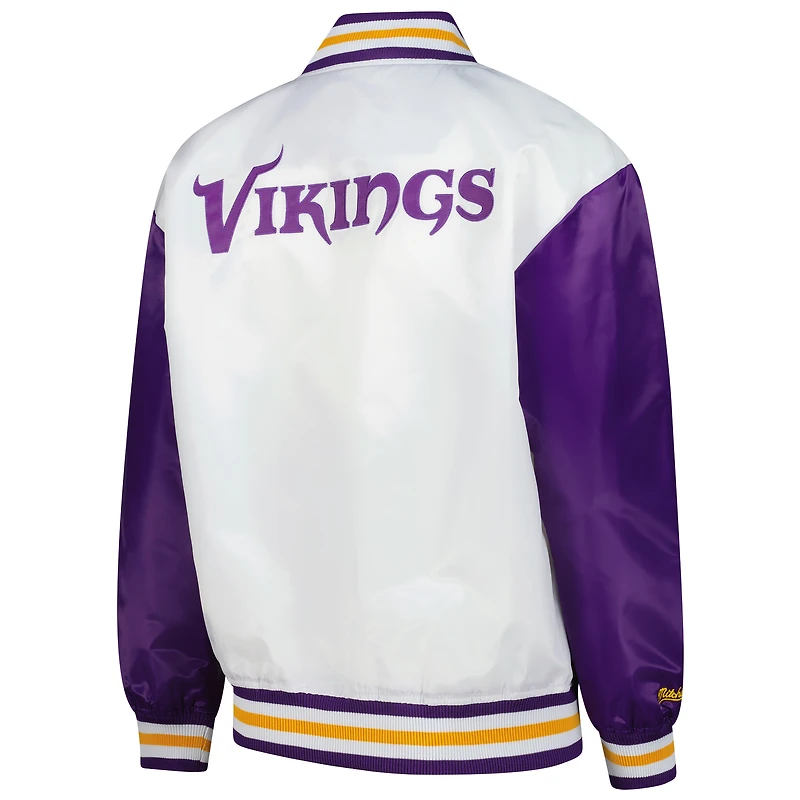 Women's Mitchell & Ness White Minnesota Vikings Plus Full-Snap Satin Jacket