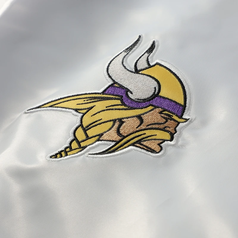 Women's Mitchell & Ness White Minnesota Vikings Plus Full-Snap Satin Jacket