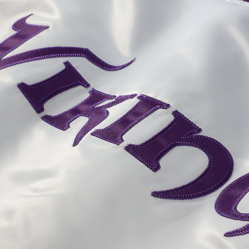Women's Mitchell & Ness White Minnesota Vikings Plus Full-Snap Satin Jacket