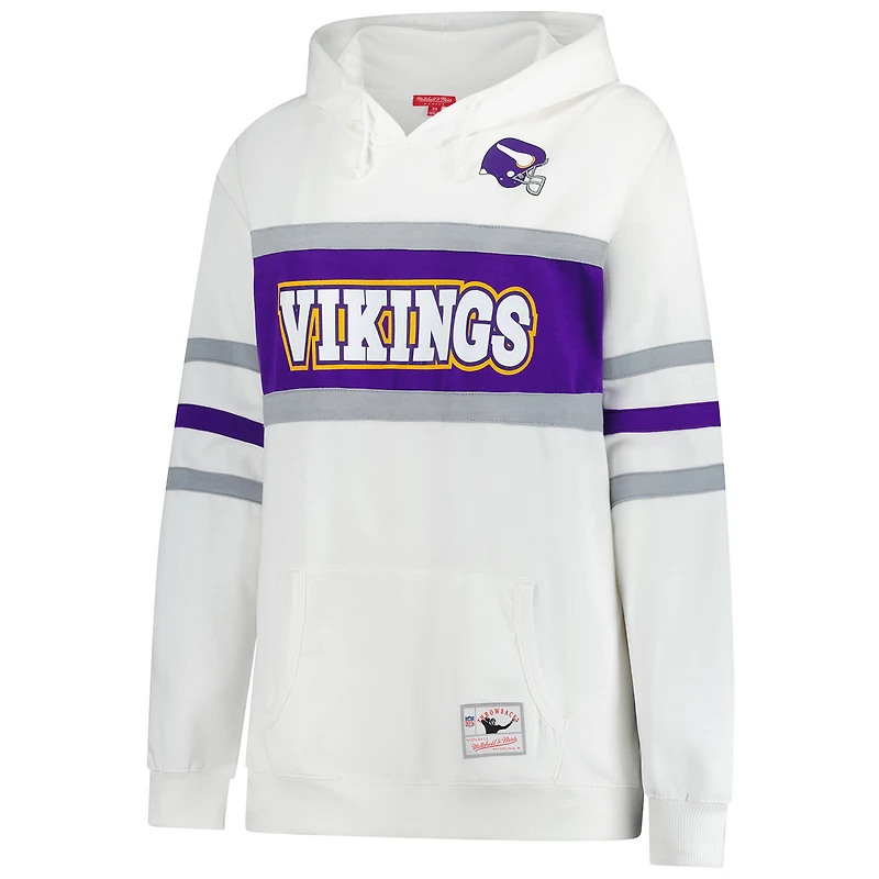 Women's Mitchell & Ness White Minnesota Vikings Plus Head Coach Throwback Pullover Hoodie