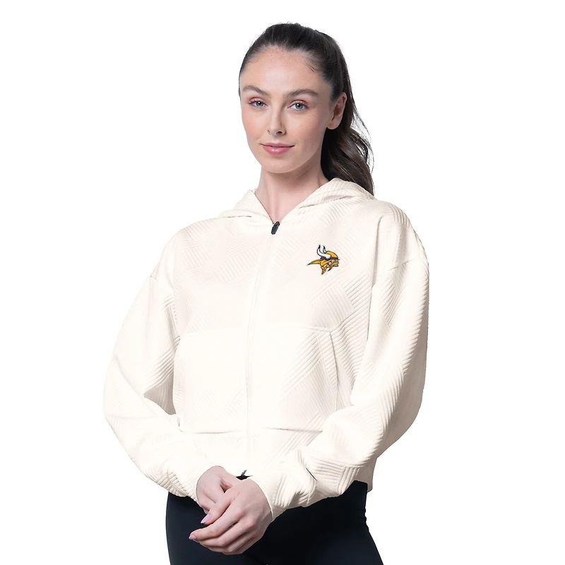 Sweat à capuche zippé MSX by Michael Strahan pour femme, couleur crème, des Vikings du Minnesota, Eleanor
