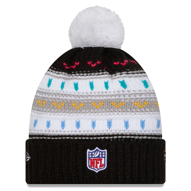 Women's New Era Black Minnesota Vikings 2025 NFL Crucial Catch Cuffed Knit Hat with Pom