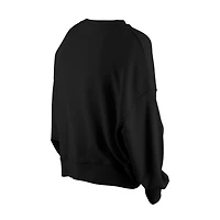 Women's New Era Black Minnesota Vikings Oversized Throwback Mineral Wash Crew Neck Sweatshirt