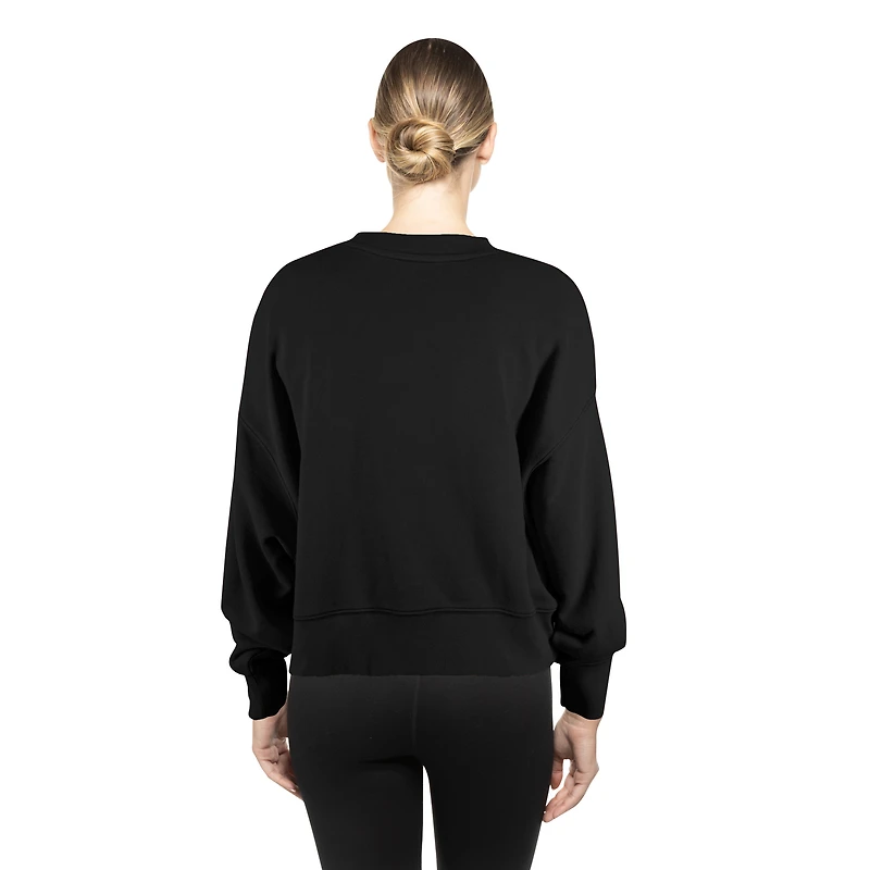 Sweat-shirt ras du cou surdimensionné noir Minnesota Vikings pour femme New Era