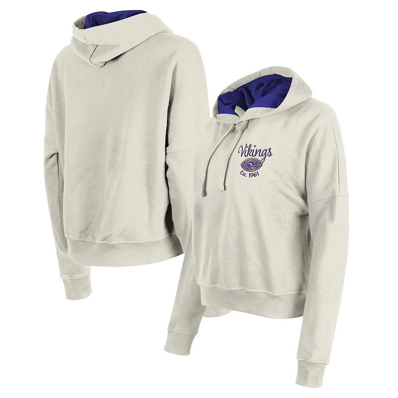 Sweat à capuche enfiler 3rd Down Historic des Vikings du Minnesota de New Era pour femme, couleur crème