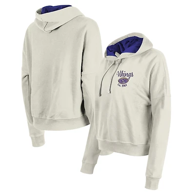 Women's New Era Cream Minnesota Vikings 3rd Down Historic Pullover Hoodie