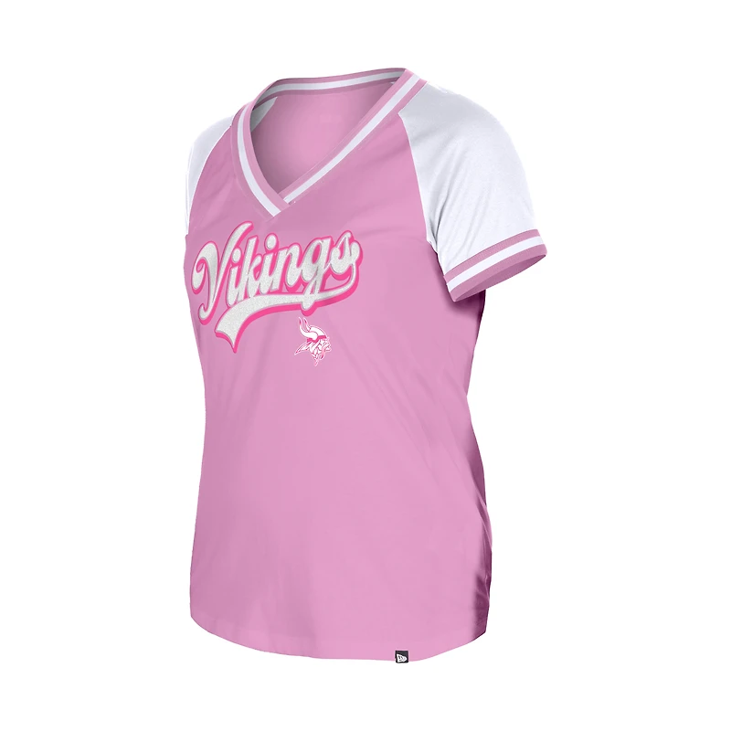 Women's New Era Pink Minnesota Vikings Mommy & Me V-Neck T-Shirt