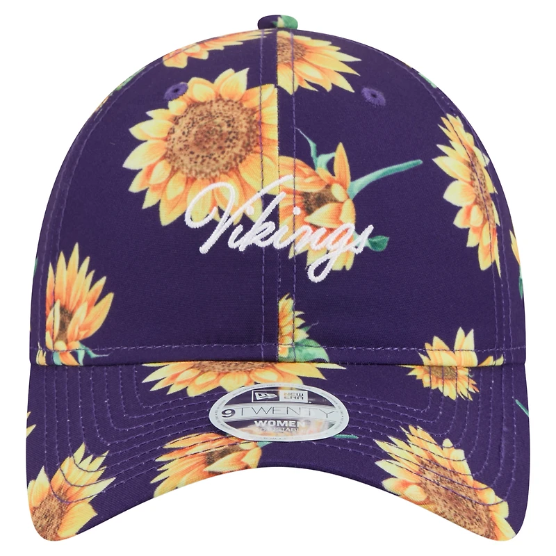 Women's New Era Purple Minnesota Vikings Adventure Sunflower 9TWENTY Adjustable Hat
