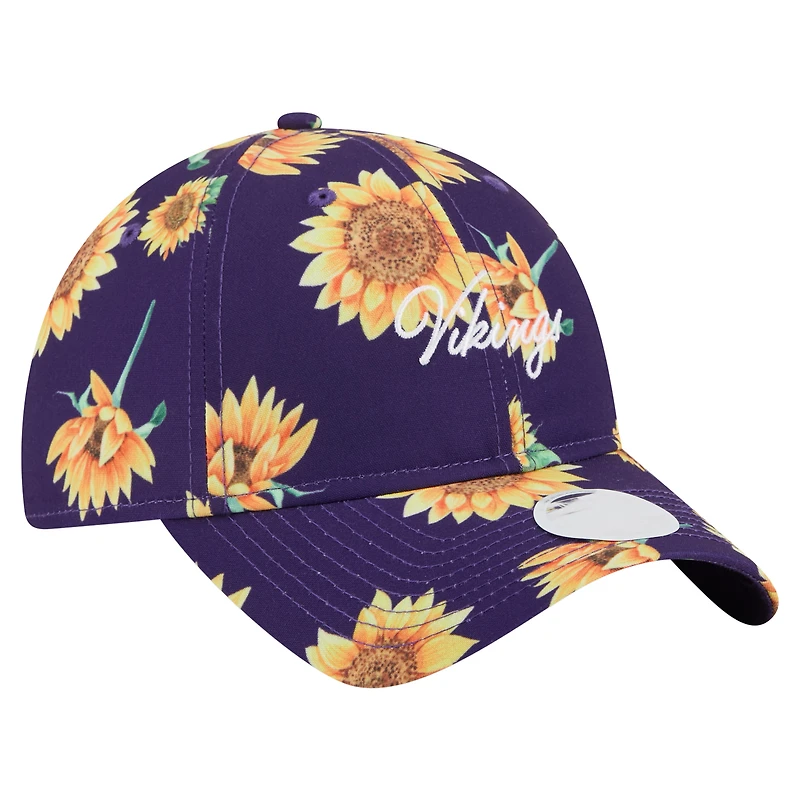Casquette ajustable New Era violette Minnesota Vikings Adventure Sunflower 9TWENTY pour femme