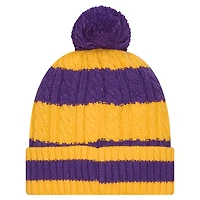 Bonnet en tricot tressé à revers et pompon violet pour femme des Vikings du Minnesota de New Era