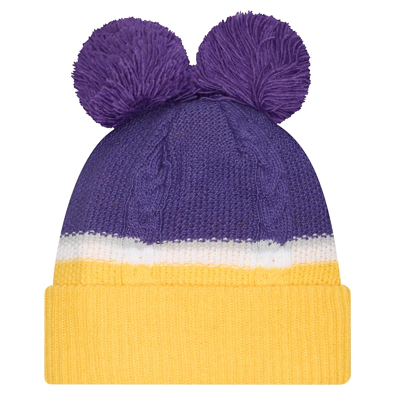 Women's New Era  Purple Minnesota Vikings Double Bubble Cuffed Knit Hat with Poms