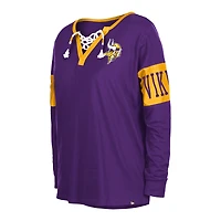 T-shirt à manches longues et col cranté Minnesota Vikings pour femme New Era violet
