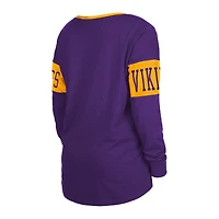 T-shirt à manches longues et col cranté Minnesota Vikings pour femme New Era violet