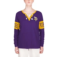 T-shirt à manches longues et col cranté Minnesota Vikings pour femme New Era violet