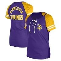 T-shirt raglan à lacets violet Minnesota Vikings New Era pour femme