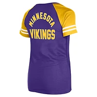 T-shirt raglan à lacets violet Minnesota Vikings New Era pour femme
