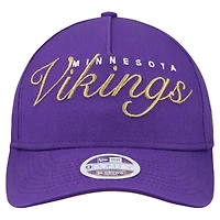 Casquette ajustable New Era violette métallisée 9FORTY M-Crown A-Frame pour femme des Vikings du Minnesota