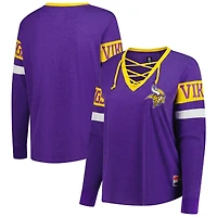 Women's New Era Purple Minnesota Vikings Plus Throwback Lace-Up Long Sleeve T-Shirt