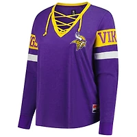 Women's New Era Purple Minnesota Vikings Plus Throwback Lace-Up Long Sleeve T-Shirt