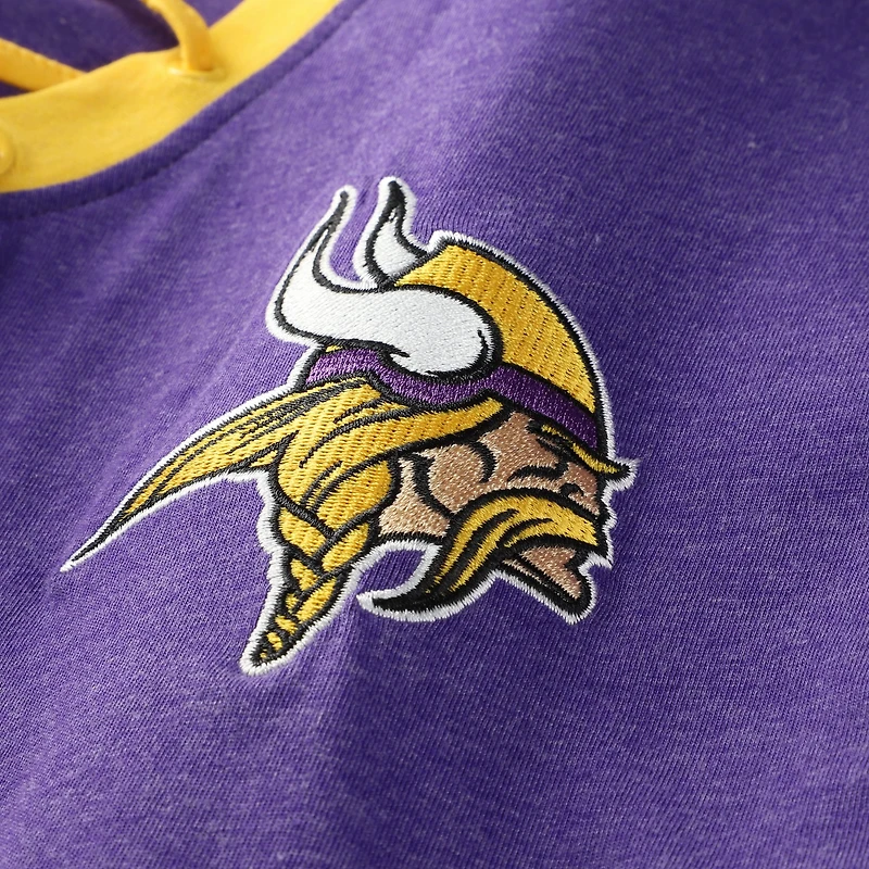 Women's New Era Purple Minnesota Vikings Plus Throwback Lace-Up Long Sleeve T-Shirt