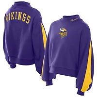 Sweat-shirt à manches ballon et col montant pour femme New Era violet Minnesota Vikings Sport Night