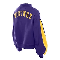 Sweat-shirt à manches ballon et col montant pour femme New Era violet Minnesota Vikings Sport Night