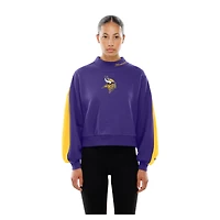 Sweat-shirt à manches ballon et col montant pour femme New Era violet Minnesota Vikings Sport Night