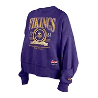 Sweat-shirt à capuche violet Minnesota Vikings Throwback Boxy New Era pour femme
