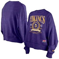 Sweat-shirt à capuche violet Minnesota Vikings Throwback Boxy New Era pour femme