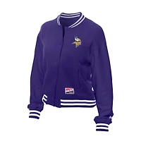 Veste polaire rétro violette New Era pour femme, motif Minnesota Vikings, avec boutons-pression