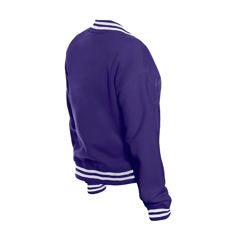 Women's New Era Purple Minnesota Vikings Throwback Fleece Full-Snap Jacket