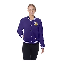 Veste polaire rétro violette New Era pour femme, motif Minnesota Vikings, avec boutons-pression