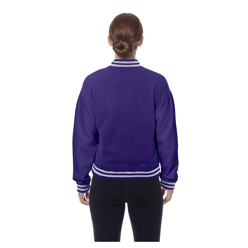 Veste polaire rétro violette New Era pour femme, motif Minnesota Vikings, avec boutons-pression