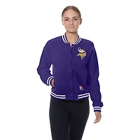 Veste polaire rétro violette New Era pour femme, motif Minnesota Vikings, avec boutons-pression