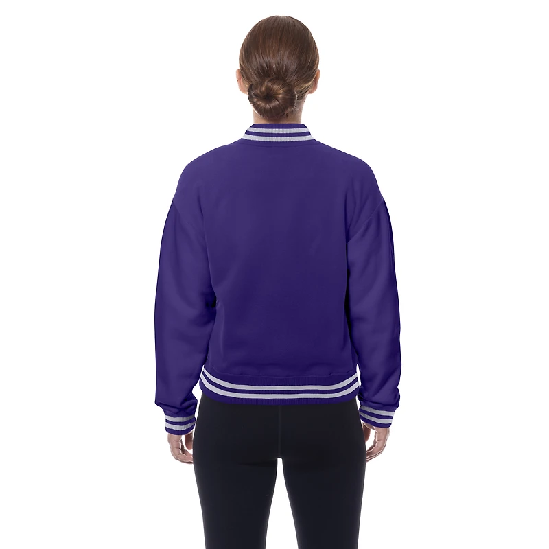 Veste polaire rétro violette New Era pour femme, motif Minnesota Vikings, avec boutons-pression