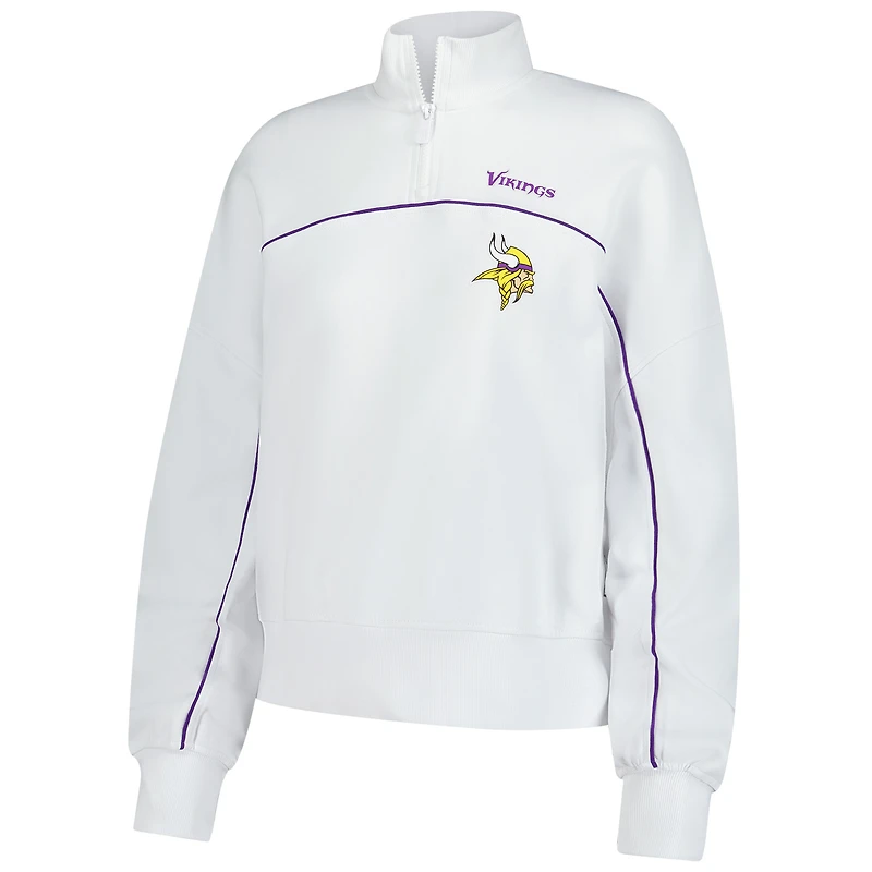 Women's New Era White Minnesota Vikings Functional Fandom Quarter-Zip Sweatshirt