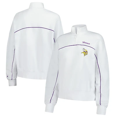 Sweat-shirt fonctionnel à fermeture éclair quart de tour New Era Minnesota Vikings pour femme, blanc