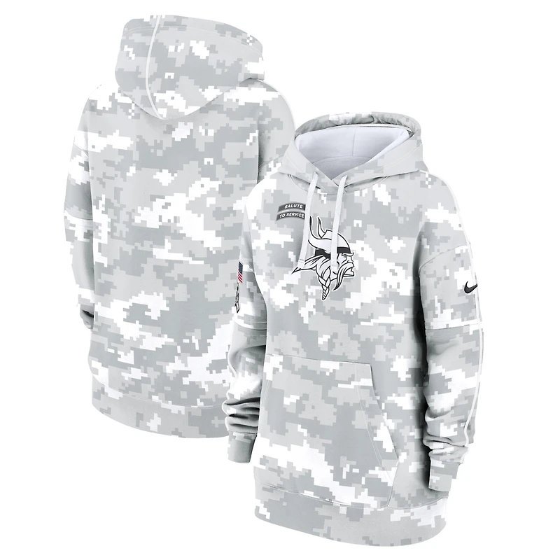 Sweat à capuche surdimensionné en polaire Nike Arctic Camo Minnesota Vikings 2024 Salute To Service Club pour femme
