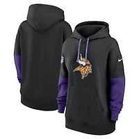 Sweat à capuche en polaire Nike noir Minnesota Vikings 2024 Sideline Essential pour femme