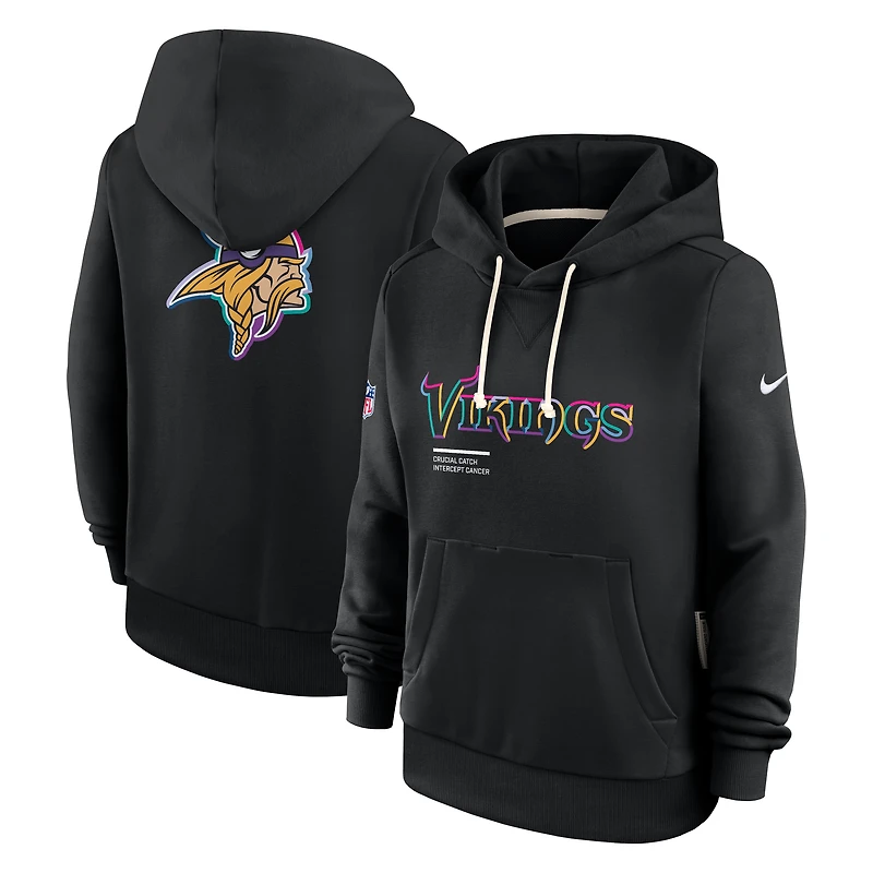 Sweat à capuche Nike noir pour femme Minnesota Vikings NFL Crucial Catch 2025 Sideline Dri-FIT