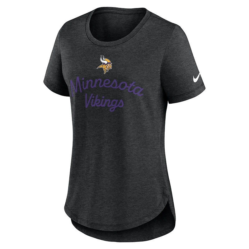 Women's Nike Black Minnesota Vikings Script Tri-Blend T-Shirt