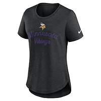 Women's Nike Black Minnesota Vikings Script Tri-Blend T-Shirt