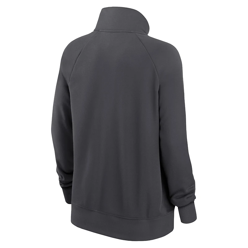 Sweat-shirt à demi-zip raglan premium Nike Vikings du Minnesota pour femme, couleur anthracite