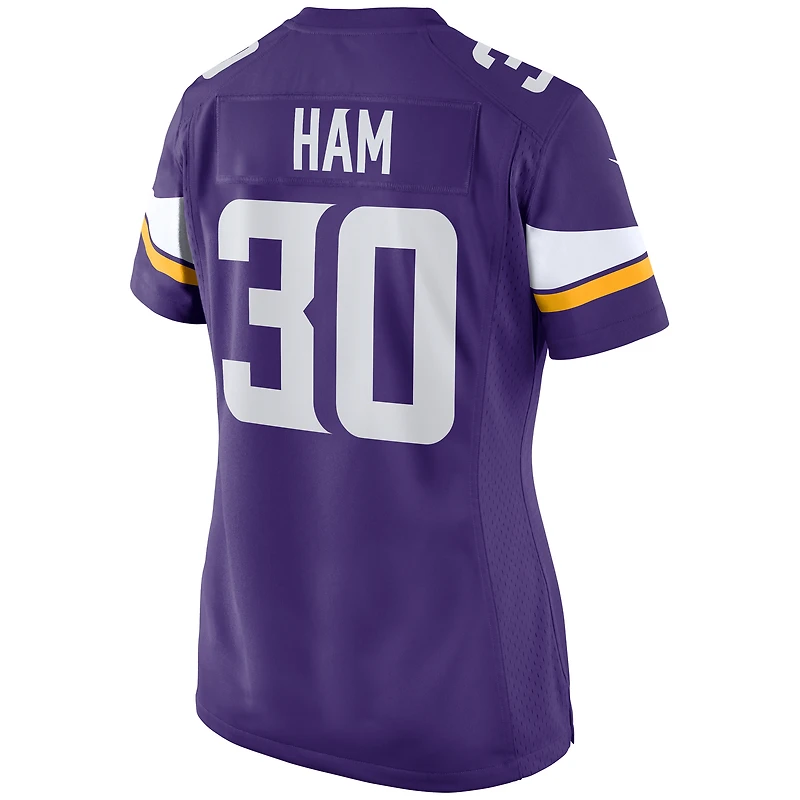 Maillot de match Nike C.J. Ham violet des Vikings du Minnesota pour femme
