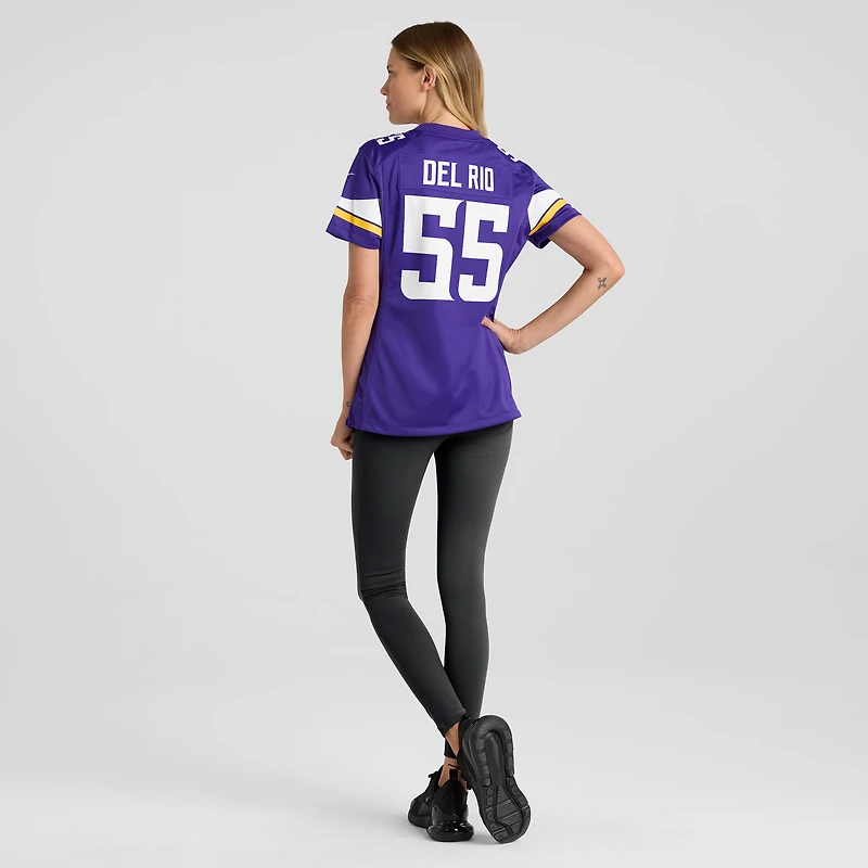 Maillot de joueur retraité Nike Jack Del Rio violet des Minnesota Vikings pour femme