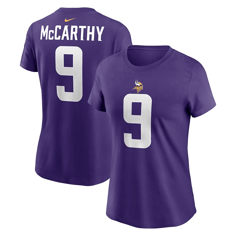 T-shirt Nike violet avec nom et numéro J.J. McCarthy pour femme des Minnesota Vikings