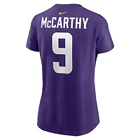 Women's Nike J.J. McCarthy Purple Minnesota Vikings  Name & Number T-Shirt