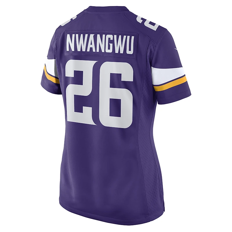 Maillot de match Nike Kene Nwangwu violet des Vikings du Minnesota pour femme