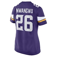 Maillot de match Nike Kene Nwangwu violet des Vikings du Minnesota pour femme